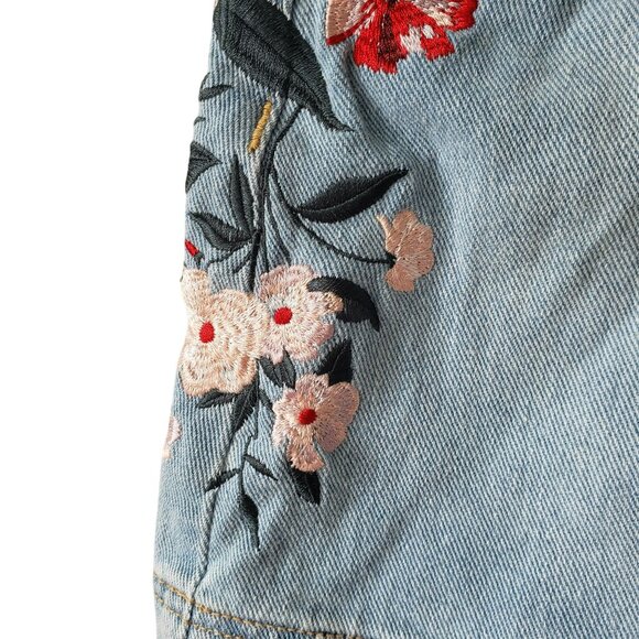 NEW Pacsun Floral Embroidered Blue Denim Skirt Miranda Coastal Cowgirl Girly - Picture 4 of 9